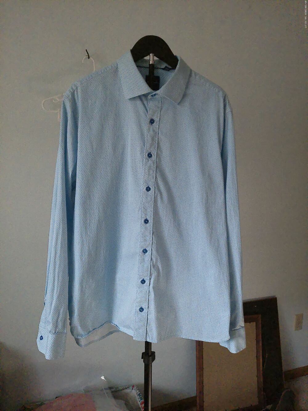 Nick Graham New York Dress Shirt Blue Geometric Stretch Modern Fit